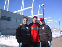 Susan with two Norwegian skaters -Edel-Therese Hoiseth and Linda Olsen outside of the Olympic Oval in Salt Lake.